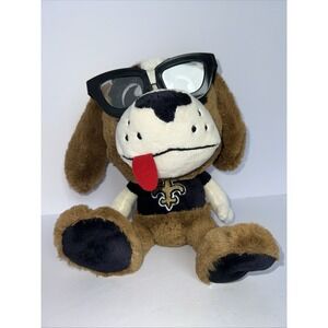 New Orleans Saints Dog Plush Toy Black Gold Glasses TONGUE OUT Stuffed Animal